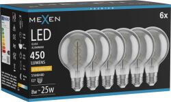 Mexen Vintis 6x Bec cu filament spirală LED E27, G80, 8W, Caldă - 2200K, 450 lm, fumuriu - L165-E27-0822-70x06 (L165-E27-0822-70x06)