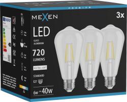 Mexen Vintis 3x Bec cu filament LED E27, ST64, 6W, Neutru - 4000K, 720 lm, clar - L152-E27-0640-00x03 (L152-E27-0640-00x03)