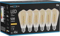 Mexen Vintis 6x Bec LED filament spirală E27, ST64, 6W, Caldă - 2200K, 530 lm, chihlimbar - L162-E27-0622-50x06 (L162-E27-0622-50x06)