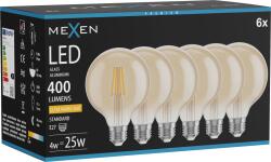 Mexen Vintis 6x Bec LED filament E27, G95, 4W, Cald - 2200K, 400 lm, chihlimbar - L157-E27-0422-50x06 (L157-E27-0422-50x06)
