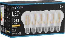 Mexen Vintis 6x Bec filament LED E27, A60, 8W, Caldă - 2200K, 1055 lm, clar - L150-E27-0822-00x06 (L150-E27-0822-00x06)