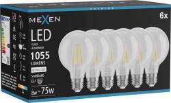 Mexen Vintis 6x Bec LED cu filament E27, G80, 8W, Neutră - 4000K, 1055 lm, clar - L155-E27-0840-00x06 (L155-E27-0840-00x06)