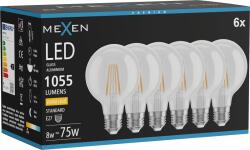 Mexen Vintis 6x Bec cu filament LED E27, G80, 8W, Caldă - 2700K, 1055 lm, clar - L155-E27-0827-00x06 (L155-E27-0827-00x06)