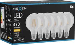 Mexen Vintis 6x Bec LED filament E27, G80, 4W, Caldă - 2700K, 470 lm, clar - L155-E27-0427-00x06 (L155-E27-0427-00x06)