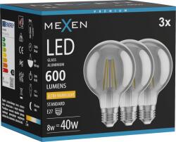 Mexen Vintis 3x Bec filament LED E27, G80, 8W, Cald - 2200K, 600 lm, fumuriu - L155-E27-0822-70x03 (L155-E27-0822-70x03)