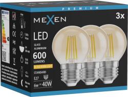 Mexen Vintis 3x Bec cu filament LED E27, G45, 6W, Caldă - 2200K, 600 lm, chihlimbar - L156-E27-0622-50x03 (L156-E27-0622-50x03)