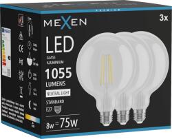 Mexen Vintis 3x Bec flashing filament LED E27, G125, 8W, Neutră - 4000K, 1055 lm, clar - L158-E27-0840-00x03 (L158-E27-0840-00x03)