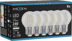 Mexen Vintis 6x Bec filament LED E27, G45, 2W, Neutră - 4000K, 240 lm, transparent - L156-E27-0227-00x06 - L156-E27-0240-00x06 (L156-E27-0240-00x06)