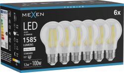 Mexen Vintis 6x Bec LED filament E27, A60, 12W, Neutru - 4000K, 1585 lm, clar - L150-E27-1240-00x06 (L150-E27-1240-00x06)