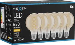 Mexen Vintis 6x Bec LED filament spirală E27, G80, 8W, Caldă - 2700K, 650 lm, chihlimbar - L165-E27-0827-50x06 (L165-E27-0827-50x06)