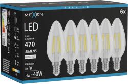 Mexen Vintis 6x Bec LED cu filament E14, C35, 4W, Neutru - 4000K, 470 lm, clar - L154-E14-0427-00x06 - L154-E14-0440-00x06 (L154-E14-0440-00x06)