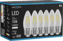 Mexen Vintis 6x Bec LED filament E27, C35, 6W, Neutru - 4000K, 720 lm, clar - L154-E27-0640-00x06 (L154-E27-0640-00x06)