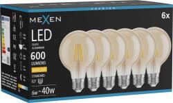 Mexen Vintis 6x LED filament izzó E27, G80, 6W, Meleg - 2700K, 400 lm, borostyán - L155-E27-0627-50x06 (L155-E27-0627-50x06)