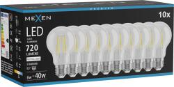 Mexen Vintis 10x Bec LED cu filament E27, A60, 6W, Neutru - 4000K, 720 lm, transparent - L150-E27-0640-00x10 (L150-E27-0640-00x10)