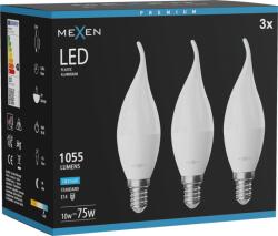 Mexen Nova 3x LED gyertyaégő E14, C37, 10W, Hideg - 6500K, 1055 lm - L106-E14-1065-01x03 (L106-E14-1065-01x03)