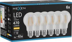 Mexen Vintis 6x Bec filament LED E27, A60, 4W, Caldă - 2700K, 470 lm, transparent - L150-E27-0427-00x06 (L150-E27-0427-00x06)