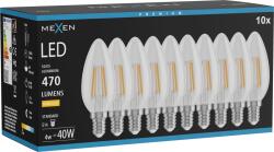 Mexen Vintis 10x LED filament izzó E14, C35, 4W, Meleg - 2700K, 470 lm, átlátszó - L154-E14-0427-00x10 (L154-E14-0427-00x10)
