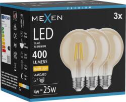 Mexen Vintis 3x Bec cu filament LED E27, G80, 4W, Caldă - 2700K, 400 lm, chihlimbar - L155-E27-0427-50x03 (L155-E27-0427-50x03)