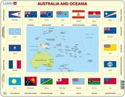 Larsen Ausztália és Óceánia térkép és zászlók 35 db-os KL5