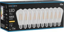 Mexen Vintis 10x LED filament izzó E27, ST64, 8W, Meleg - 2200K, 1055 lm, átlátszó - L152-E27-0822-00x10 (L152-E27-0822-00x10)