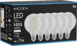 Mexen Vintis 6x Bec LED filament E27, G95, 8W, Neutru - 4000K, 1055 lm, clar - L157-E27-0840-00x06 (L157-E27-0840-00x06)