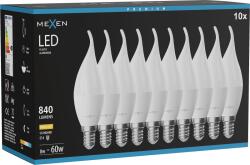 Mexen Nova 10x LED gyertyaizzó E14, C37, 8W, Meleg - 3000K, 840 lm - L106-E14-0830-01x10 (L106-E14-0830-01x10)