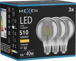 Mexen Vintis 3x LED filament izzó E27, G80, 6W, Meleg - 2700K, 510 lm, füst - L155-E27-0627-70x03 (L155-E27-0627-70x03)