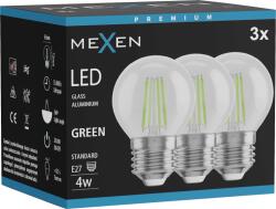 Mexen Vintis 3x LED filament izzó E27, G45, 4W, 55 lm, zöld - L156-E27-04XX-46x03 (L156-E27-04XX-46x03)