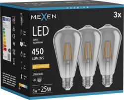 Mexen Vintis 3x Bec rudă filament LED E27, ST64, 6W, Cald - 2200K, 450 lm, fum - L152-E27-0622-70x03 (L152-E27-0622-70x03)