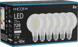 Mexen Vintis 6x Bec de filament LED E27, G80, 6W, Neutru - 4000K, 720 lm, clar - L155-E27-0640-00x06 (L155-E27-0640-00x06)