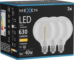 Mexen Vintis 3x Bec de bec filament LED E27, G95, 6W, Cald - 2700K, 630 lm, clar - L167-E27-0627-00x03 (L167-E27-0627-00x03)