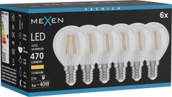 Mexen Vintis 6x LED filament izzó E14, G45, 4W, Meleg - 2700K, 470 lm, átlátszó - L156-E14-0427-00x06 (L156-E14-0427-00x06)