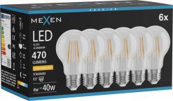 Mexen Vintis 6x Bec filament LED E27, A60, 4W, Cald - 2200K, 470 lm, clar - L150-E27-0422-00x06 (L150-E27-0422-00x06)