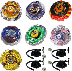  Pachet titirezi 4D FLAME2 7 buc. + 4 lansatoare + 4 varfuri metalice: BB99 Hell Kerbecs, BB126 Flash Sagittario, BB111 Mercury Anubius, BB113 Scythe Kronos, BB43 Spegasis LDrago, BB48 Super Libra, Bak