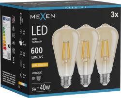 Mexen Vintis 3x Bec LED filament E27, ST64, 6W, Cald - 2200K, 600 lm, chihlimbar - L152-E27-0622-50x03 (L152-E27-0622-50x03)
