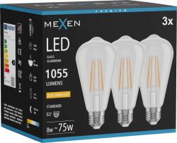 Mexen Vintis 3x LED filament izzó E27, ST64, 8W, Meleg - 2200K, 1055 lm, tiszta - L152-E27-0822-00x03 (L152-E27-0822-00x03)