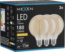 Mexen Vintis 3x LED filament izzó E27, G95, 2W, Meleg - 2200K, 180 lm, borostyán - L157-E27-0222-50x03 (L157-E27-0222-50x03)