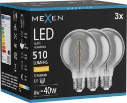 Mexen Vintis 3x LED Spirál Filament Izzó E27, G80, 8W, Meleg - 2700K, 510 lm, füstös - L165-E27-0827-70x03 (L165-E27-0827-70x03)