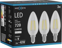 Mexen Vintis 3x LED filament izzó E14, C35, 6W, Semleges - 4000K, 720 lm, átlátszó - L154-E14-0640-00x03 (L154-E14-0640-00x03)