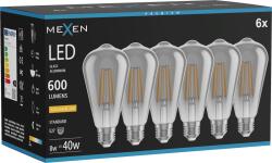 Mexen Vintis 6x Bec LED filament E27, ST64, 8W, Caldă - 2200K, 600 lm, fumuriu - L152-E27-0822-70x06 (L152-E27-0822-70x06)