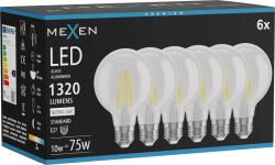 Mexen Vintis 6x LED filament izzó E27, G80, 10W, Semleges - 4000K, 1320 lm, átlátszó - L155-E27-1040-00x06 (L155-E27-1040-00x06)