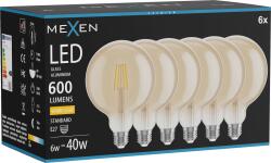 Mexen Vintis 6x Bec LED tip filament E27, G125, 6W, Calda - 2700K, 600 lm, chihlimbar - L158-E27-0627-50x06 (L158-E27-0627-50x06)