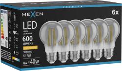 Mexen Vintis 6x Bec LED cu filament E27, A60, 8W, Cald - 2200K, 600 lm, fumuriu - L150-E27-0822-70x06 (L150-E27-0822-70x06)