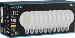 Mexen Vintis 10x LED filament izzó E27, G95, 6W, Meleg - 2700K, 720 lm, átlátszó - L157-E27-0627-00x10 (L157-E27-0627-00x10)