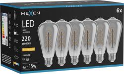 Mexen Vintis 6x LED spirálos filament izzó E27, ST64, 4W, Meleg - 2200K, 220 lm, füstszínű - L162-E27-0422-70x06 (L162-E27-0422-70x06)