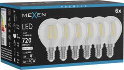 Mexen Vintis 6x LED filament izzó E14, G45, 6W, Semleges - 4000K, 720 lm, átlátszó - L156-E14-0640-00x06 (L156-E14-0640-00x06)
