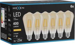 Mexen Vintis 6x LED filament izzó E27, ST64, 4W, Meleg - 2200K, 400 lm, borostyán - L152-E27-0422-50x06 (L152-E27-0422-50x06)