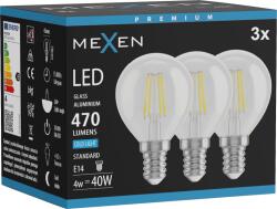 Mexen Vintis 3x LED filament izzó E14, G45, 4W, Hideg - 6500K, 470 lm, átlátszó - L156-E14-0465-00x03 (L156-E14-0465-00x03)