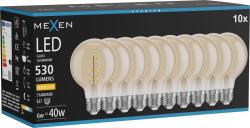 Mexen Vintis 10x Bec LED filament spirală E27, G80, 6W, Caldă - 2700K, 530 lm, chihlimbar - L165-E27-0627-50x10 (L165-E27-0627-50x10)