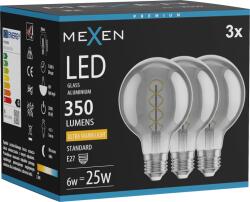 Mexen Vintis 3x LED szál spirál izzó E27, G80, 6W, Meleg - 2200K, 350 lm, füstszínű - L165-E27-0622-70x03 (L165-E27-0622-70x03)